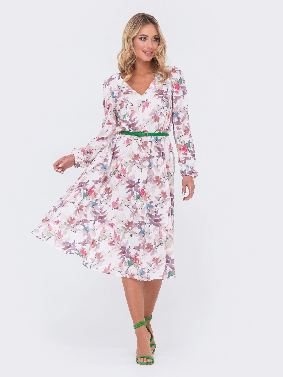 Сукня біла в принт Листя з легкого софту | 78930 Сукня біла в принт Листя з легкого софту | 78930