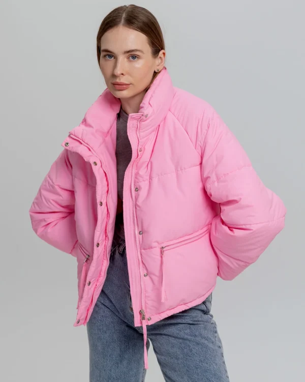 Демісезонна коротка куртка oversize рожева | 78393