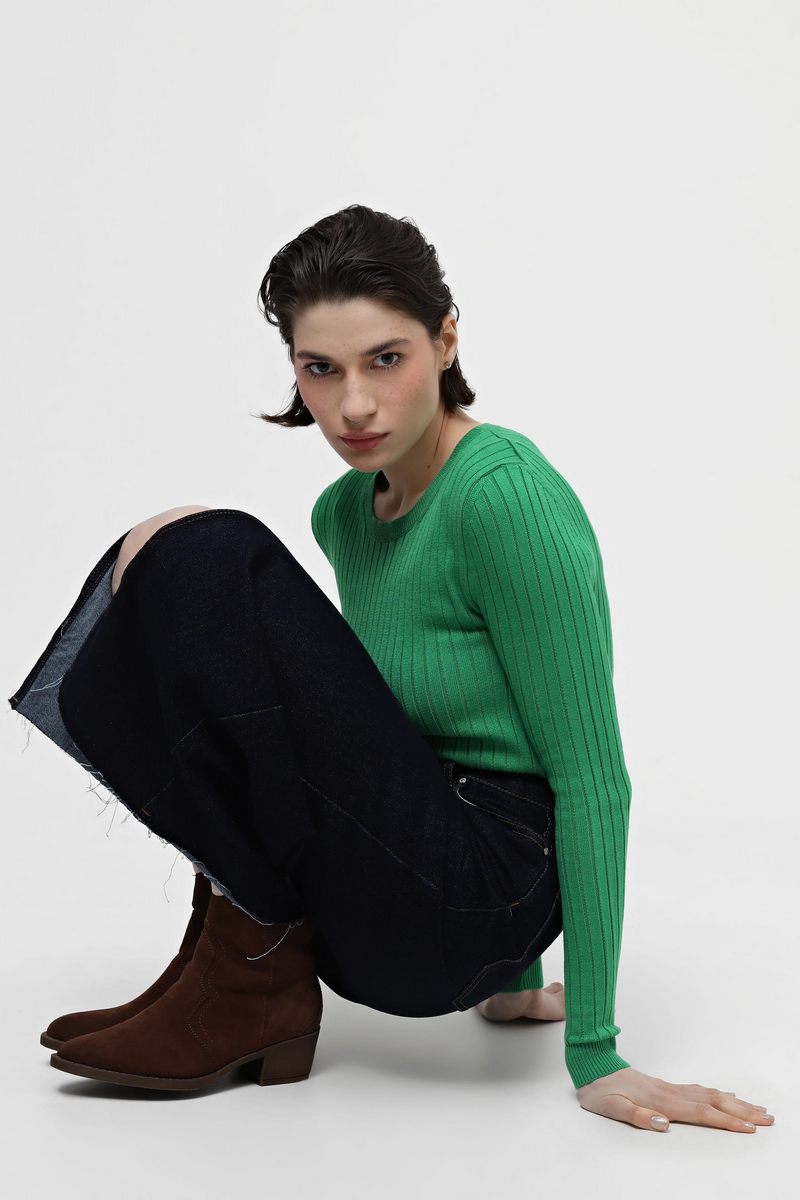 Джемпер з віскозної пряжі зелений | 79124 Джемпер з віскозної пряжі зелений | 79124