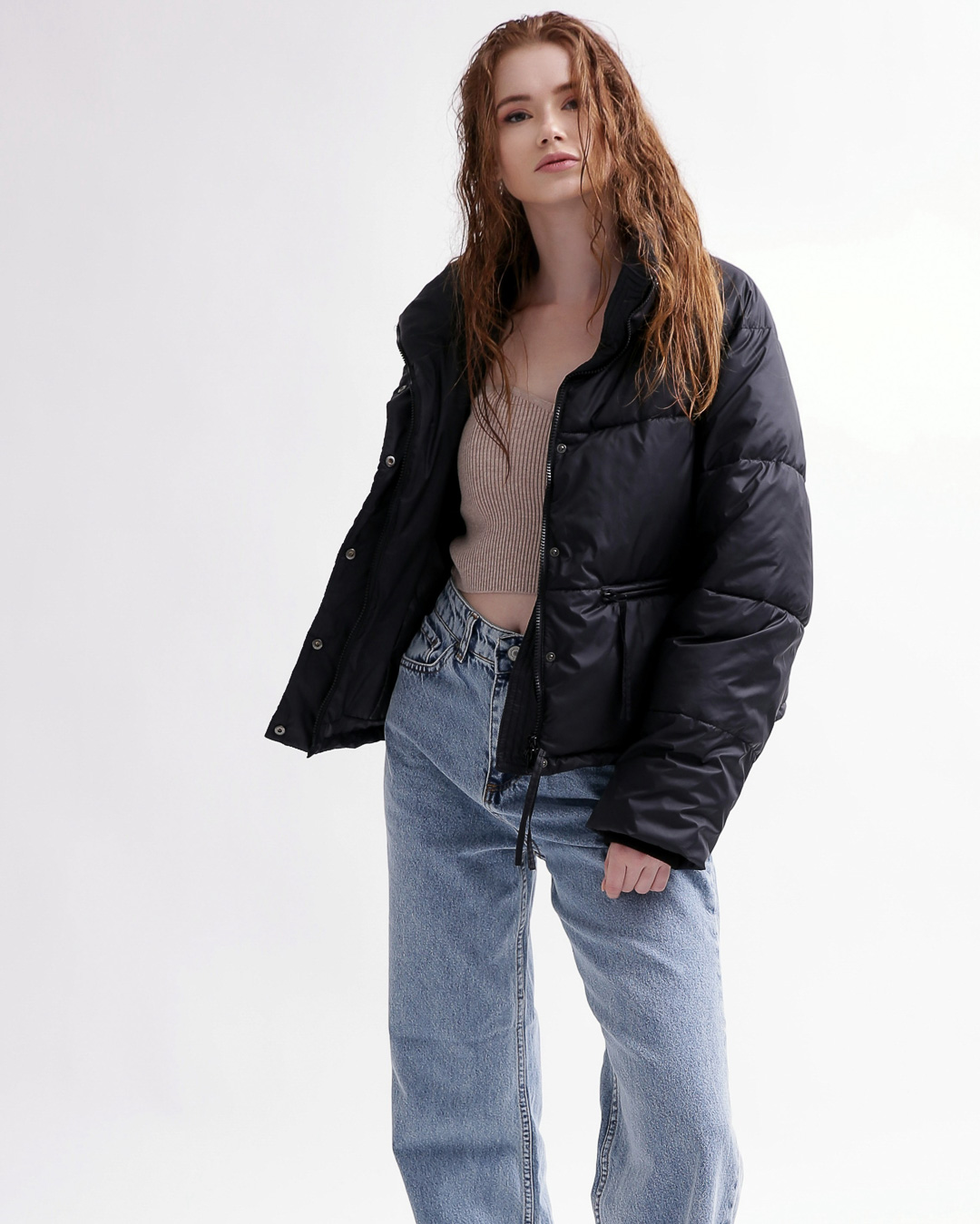 Демісезонна коротка куртка oversize чорна | 78373