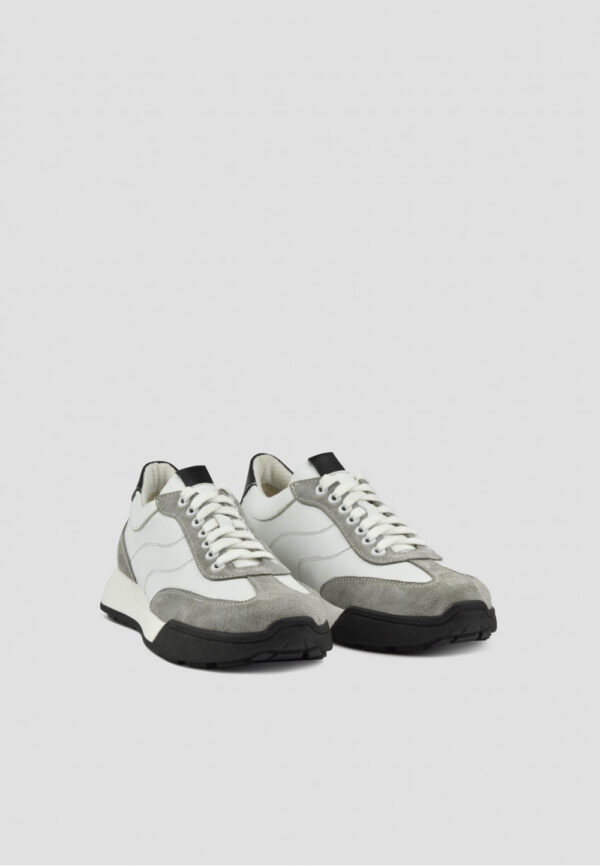 Кросівки білі з сірими вставками із замші | 79081