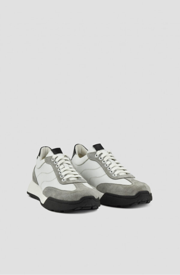 Кросівки білі з сірими вставками із замші | 79081