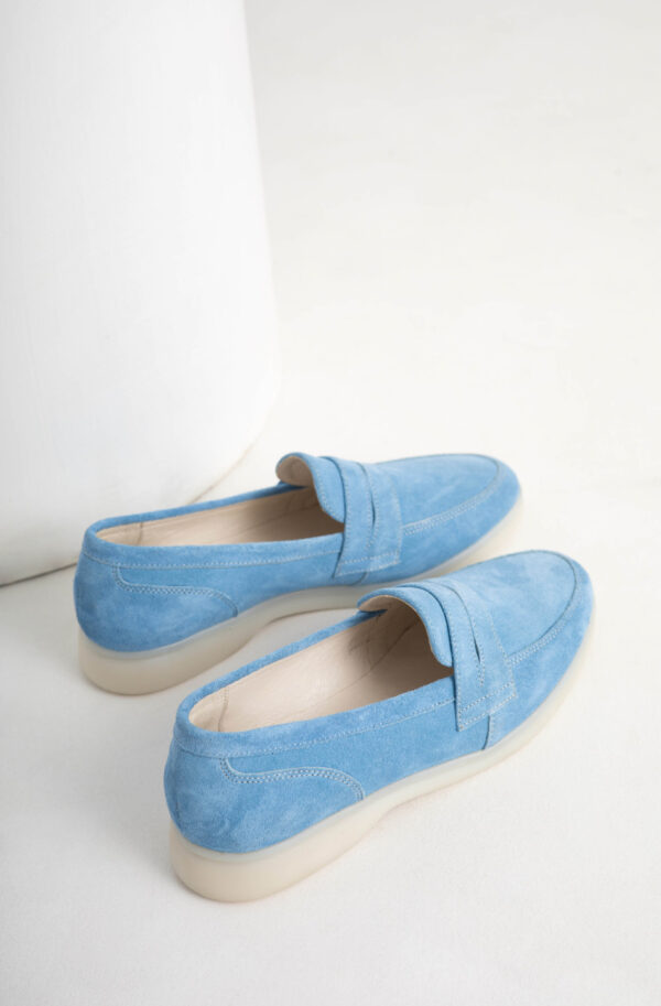 Жіночі замшеві лофери блакитні | 78885