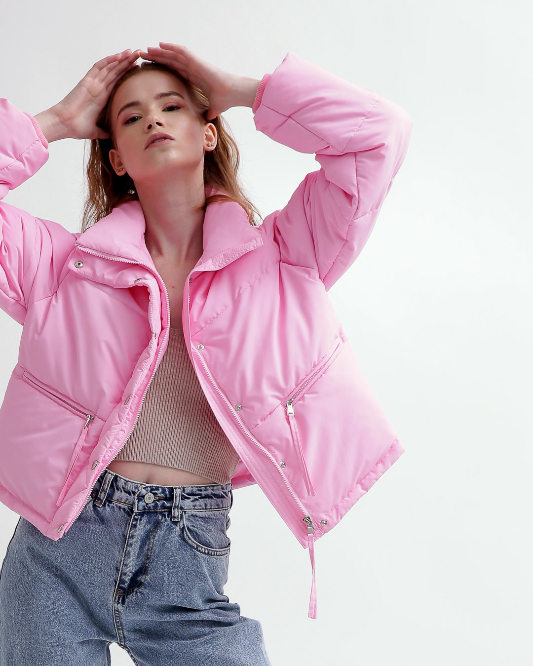 Демісезонна коротка куртка oversize рожева | 78393 Демісезонна коротка куртка oversize рожева | 78393