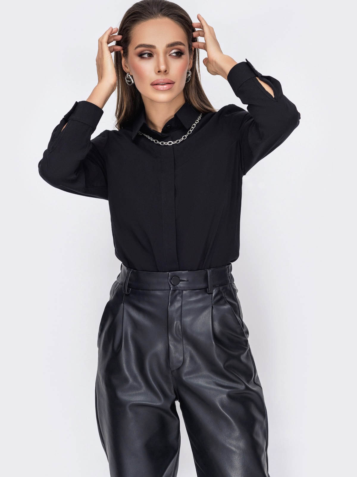 Базова бавовняна сорочка чорна | 79352 Базова бавовняна сорочка чорна | 79352