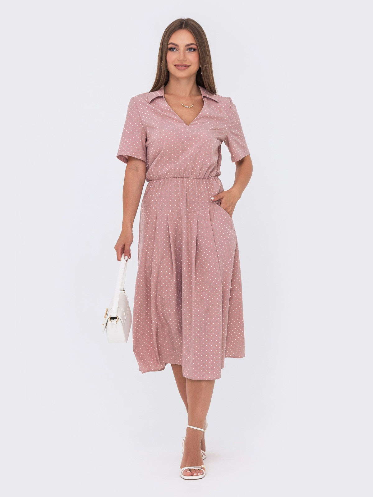 Літня сукня рожева у дрібний горошок | 79754 Літня сукня рожева у дрібний горошок | 79754