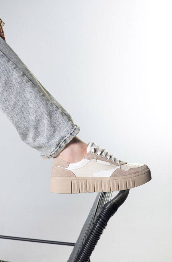 Жіночі кеди на платформі бежево-білі | 79402