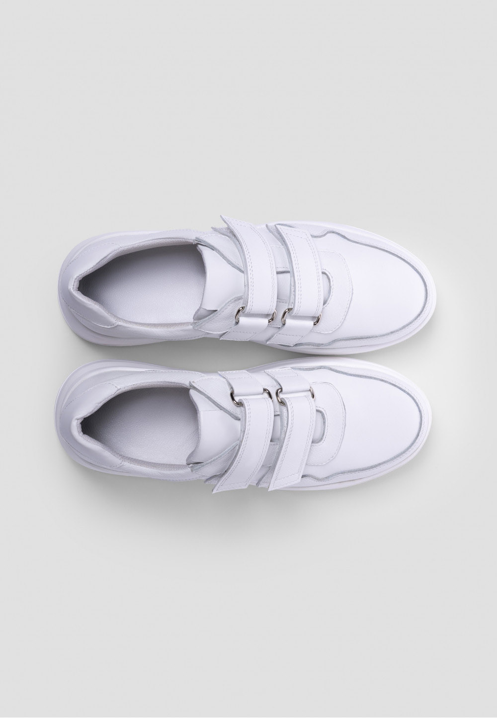 Жіночі шкіряні кеди на липучках білі | 79415