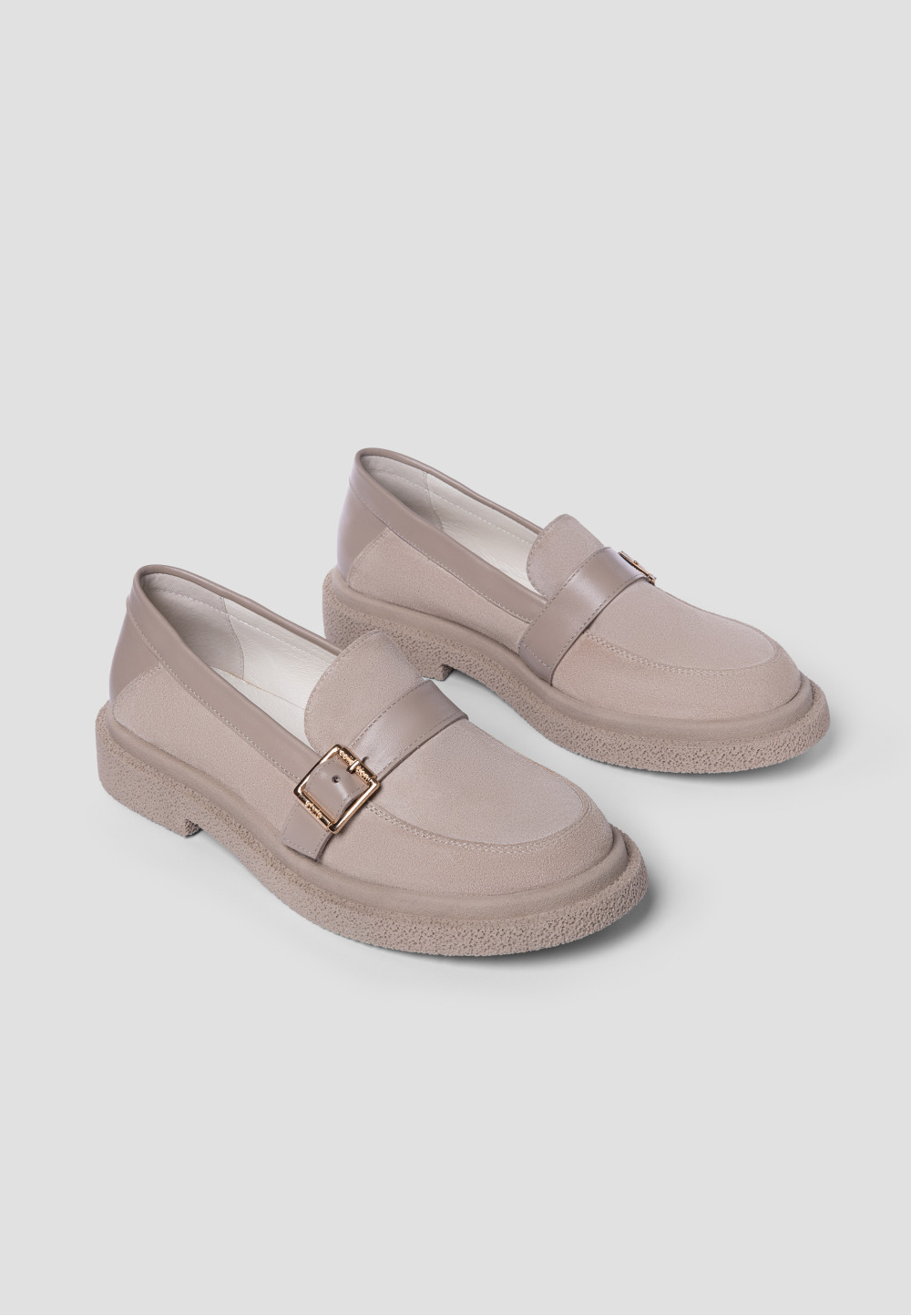 Жіночі замшеві туфлі бежеві з пряжкою | 78655