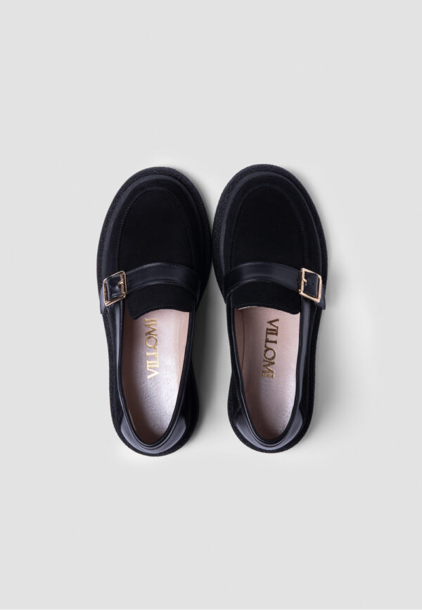 Жіночі замшеві туфлі чорні з пряжкою | 78669