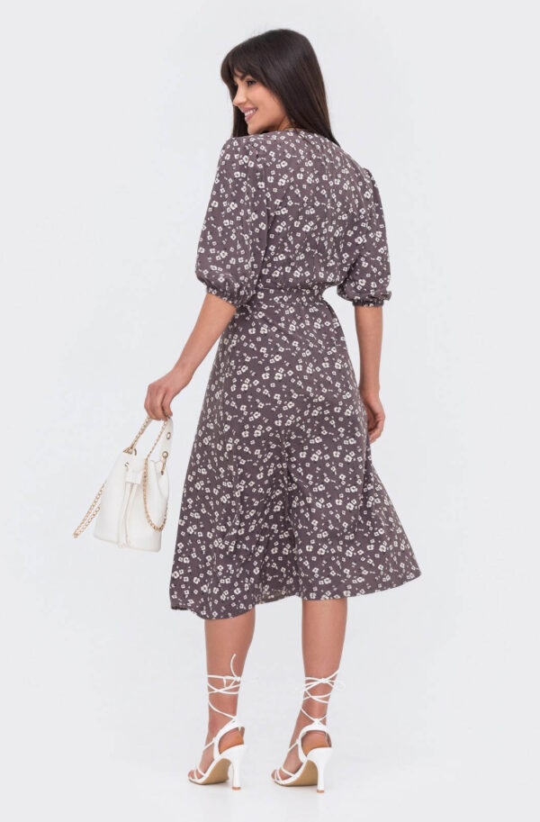 Плаття коричневе у квітковий принт | 79732