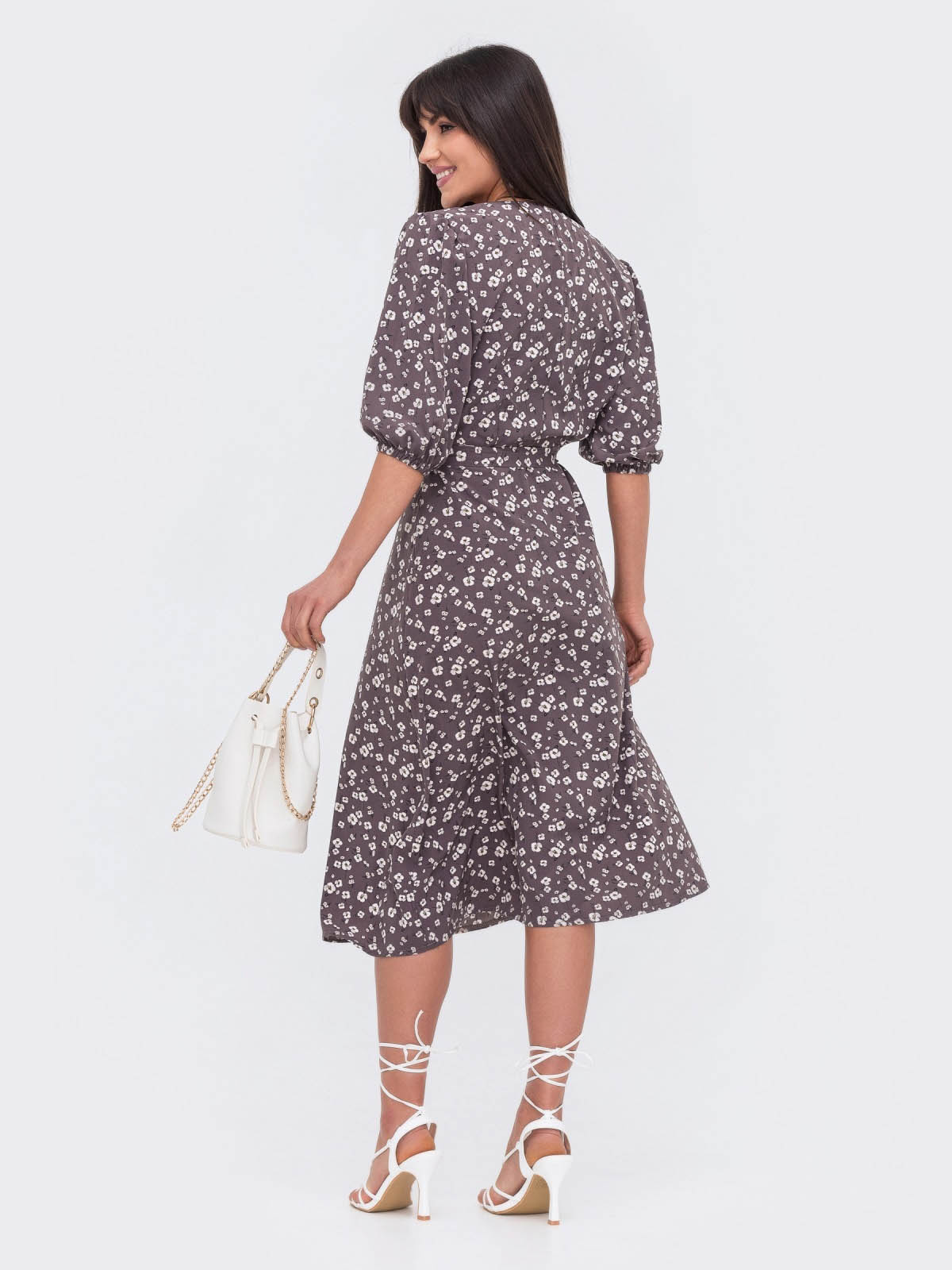 Плаття коричневе у квітковий принт | 79732