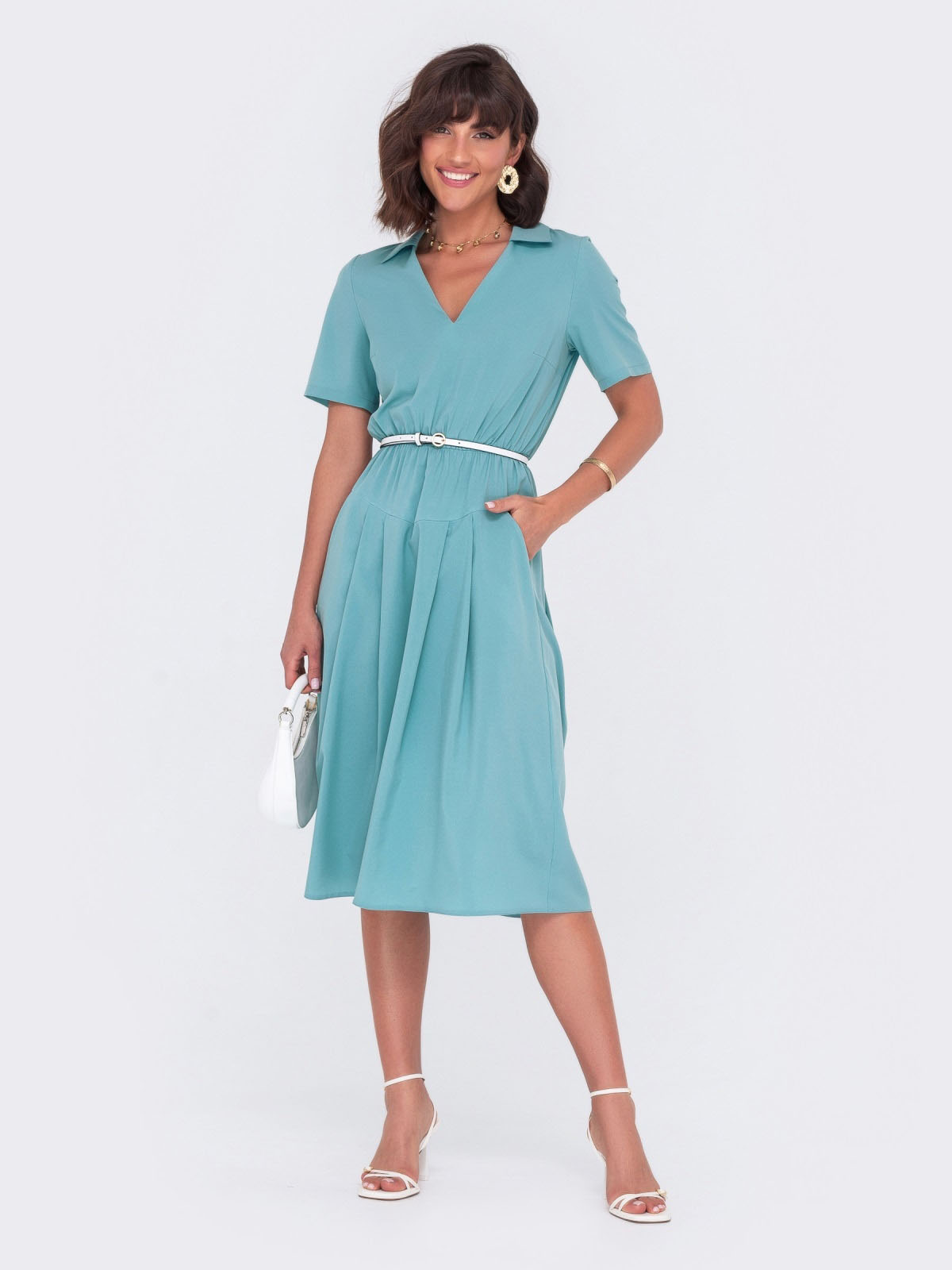 Літня розкльошена сукня бірюзова | 79743 Літня розкльошена сукня бірюзова | 79743