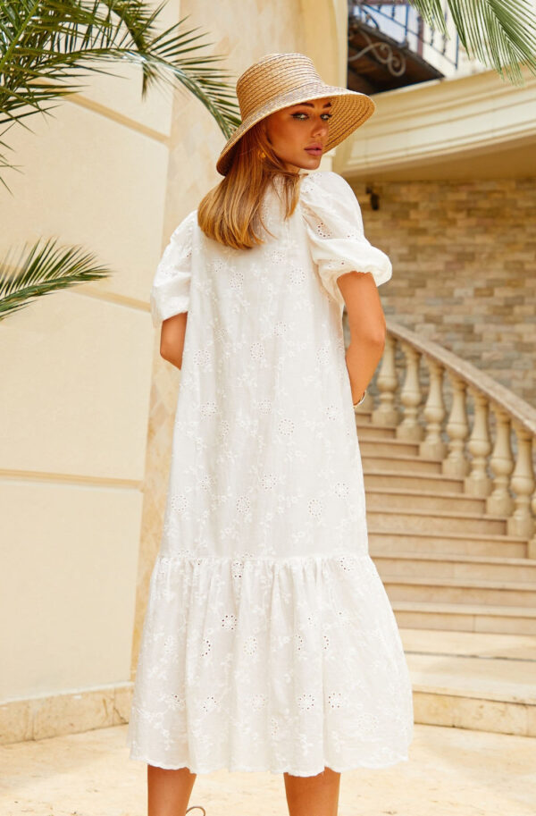Літня сукня з прошви біла вільного крою | 78922