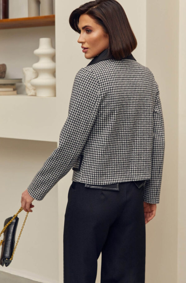 Короткий жакет у клітинку чорно-білий | 79105