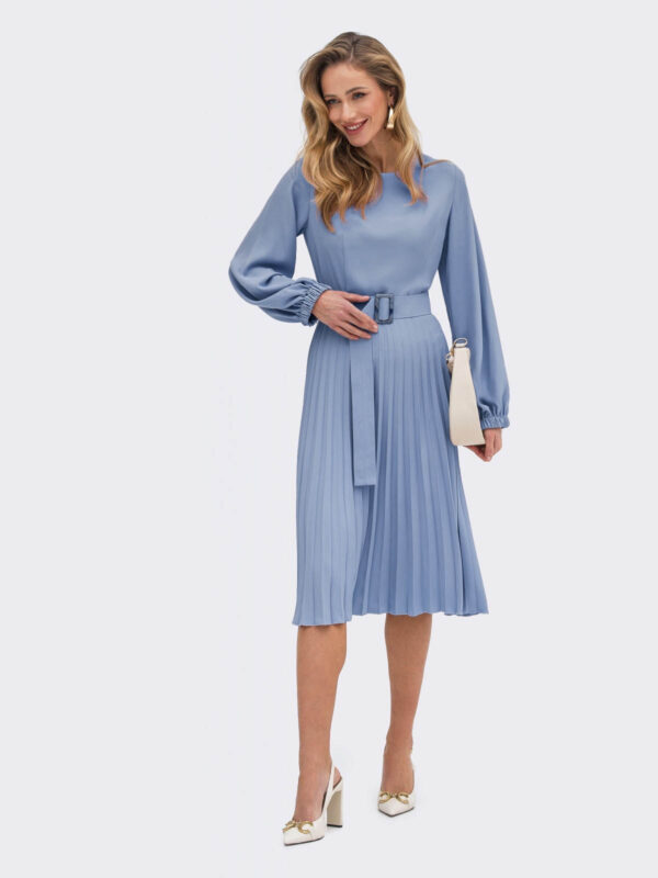 Сукня блакитна зі спідницею-плісе | 79261