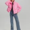 Демісезонна коротка куртка oversize рожева | 78393 Демісезонна коротка куртка oversize рожева | 78393