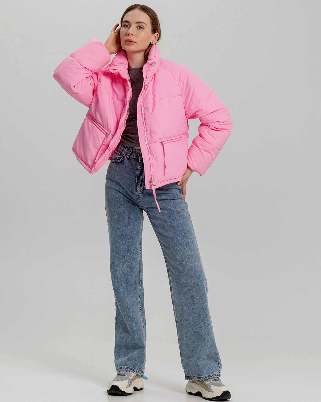 Демісезонна коротка куртка oversize рожева | 78393 Демісезонна коротка куртка oversize рожева | 78393