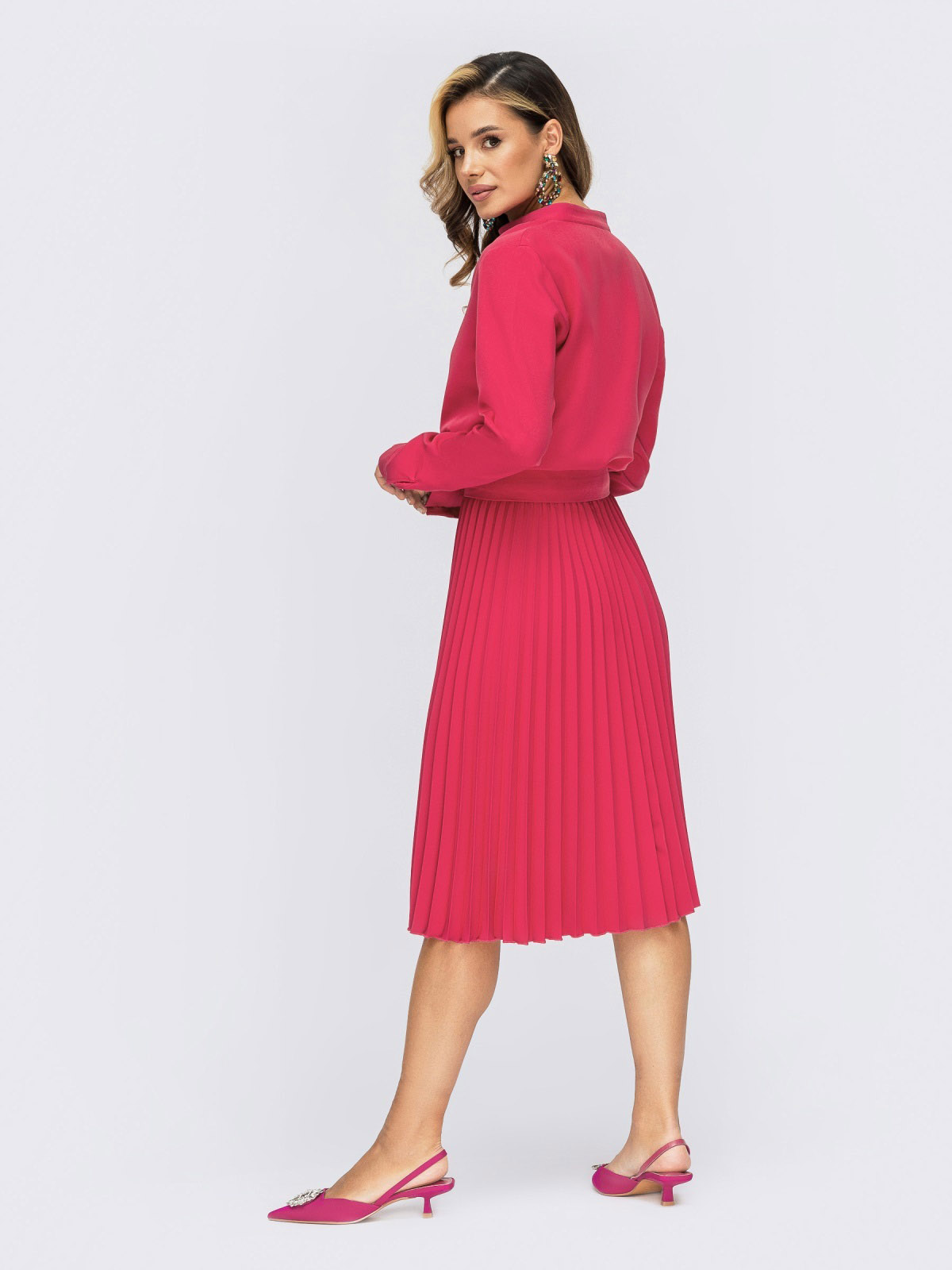 Плаття рожеве зі спідницею-плісе | 78950 Плаття рожеве зі спідницею-плісе | 78950