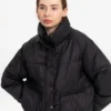 Демісезонна коротка куртка oversize чорна | 78373