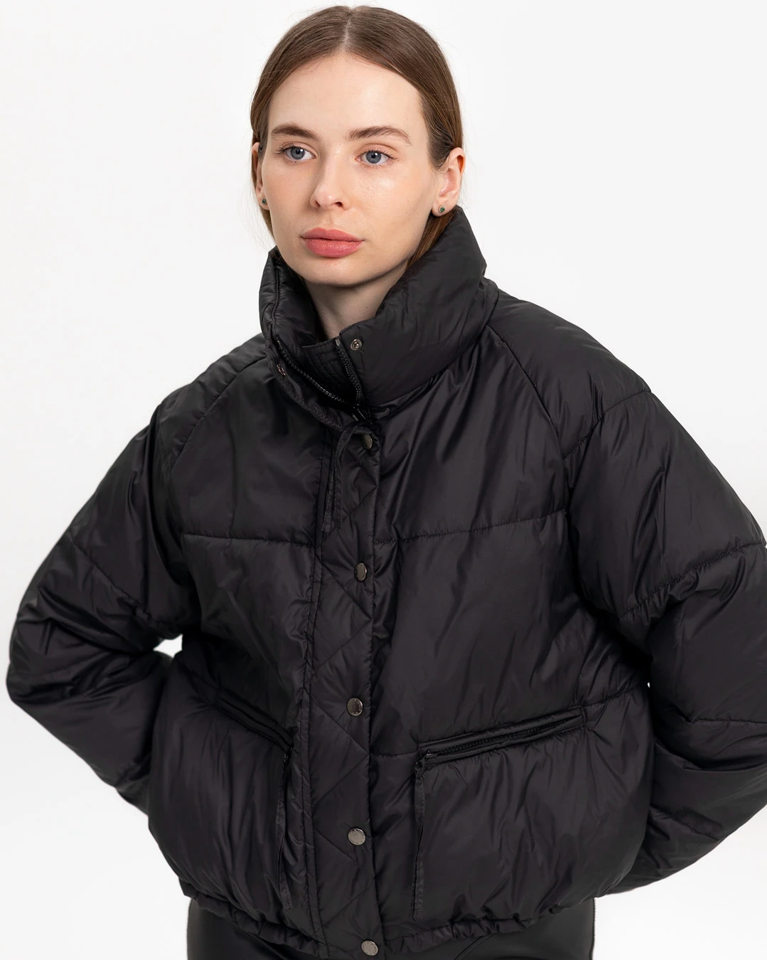 Демісезонна коротка куртка oversize чорна | 78373