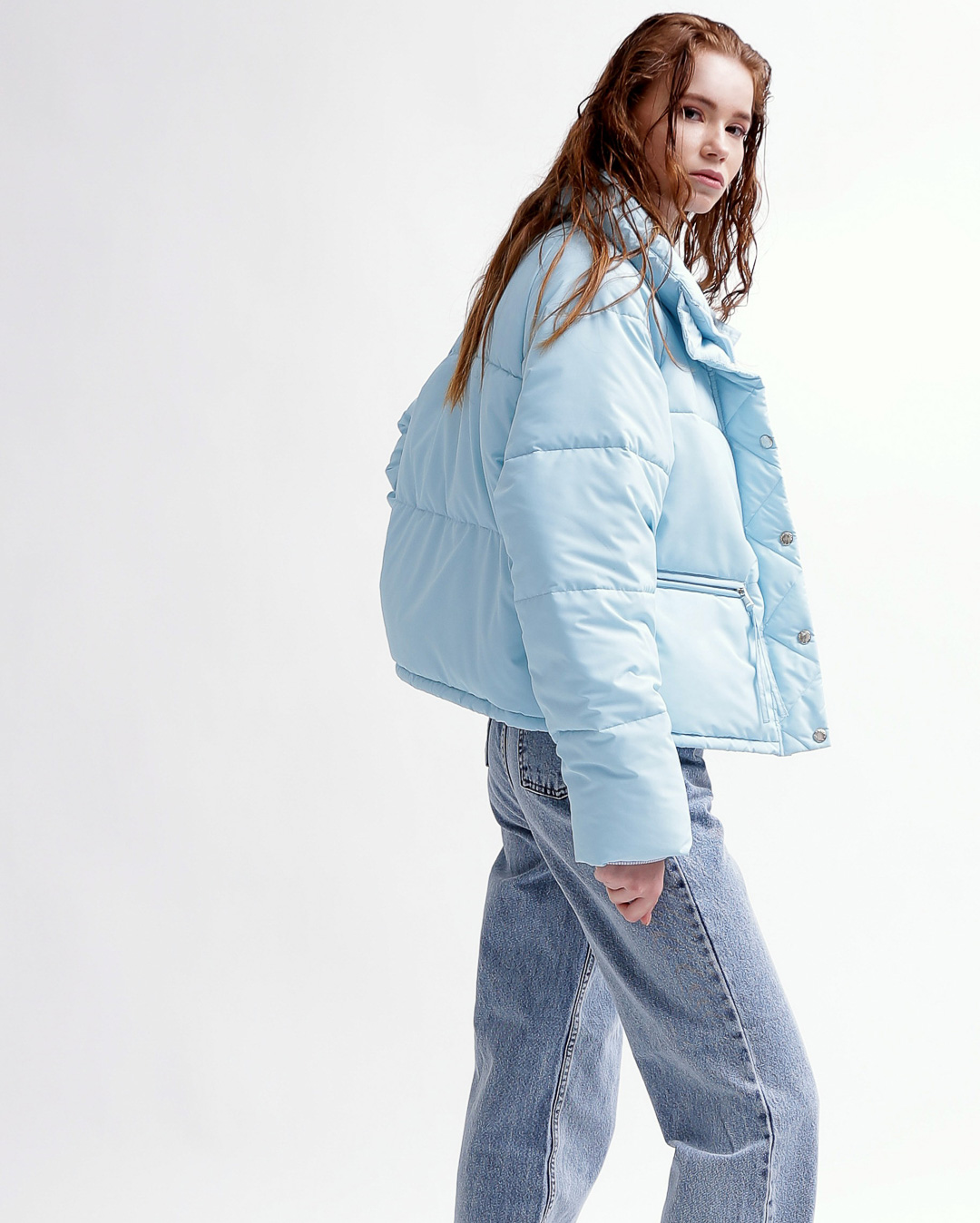 Демісезонна коротка куртка oversize блакитна | 78383