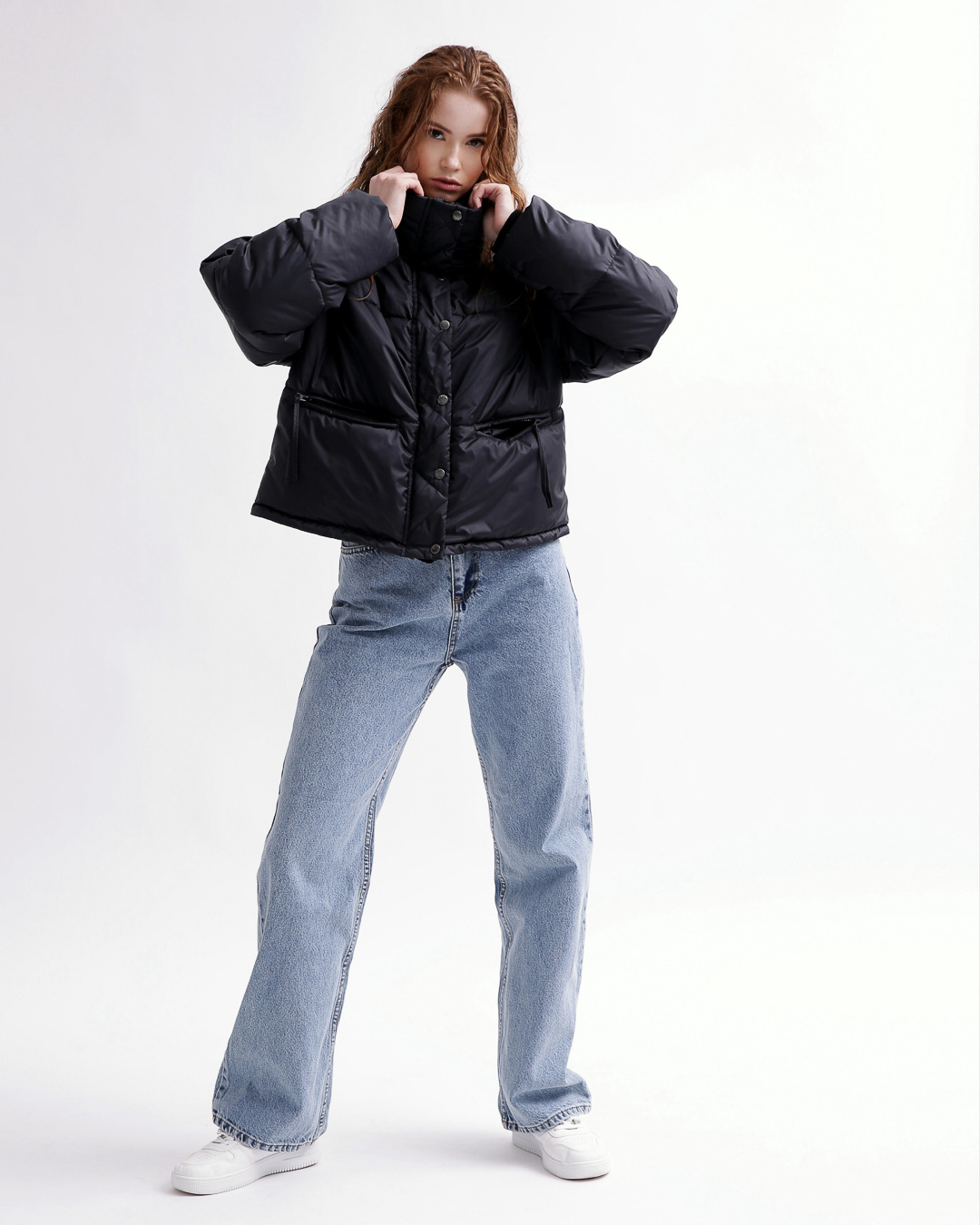 Демісезонна коротка куртка oversize чорна | 78373