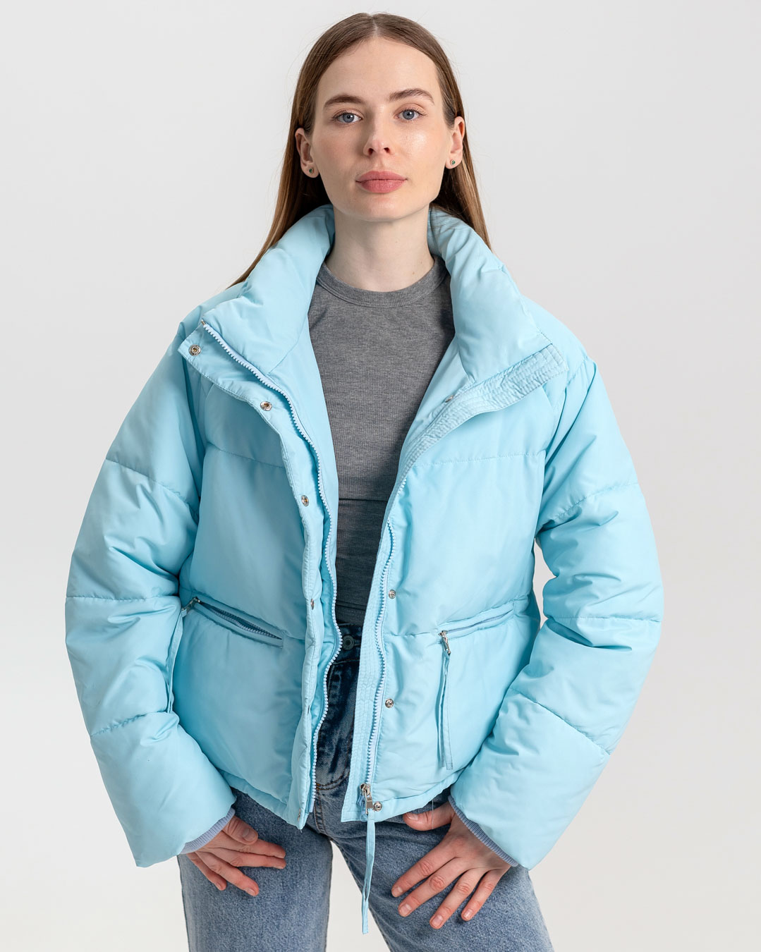 Демісезонна коротка куртка oversize блакитна | 78383