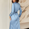 Атласне плаття на запах блакитне | 79548 Атласне плаття на запах блакитне | 79548