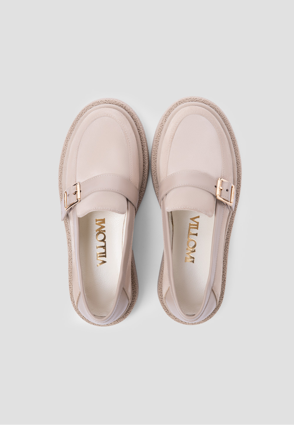 Жіночі замшеві туфлі бежеві з пряжкою | 78655