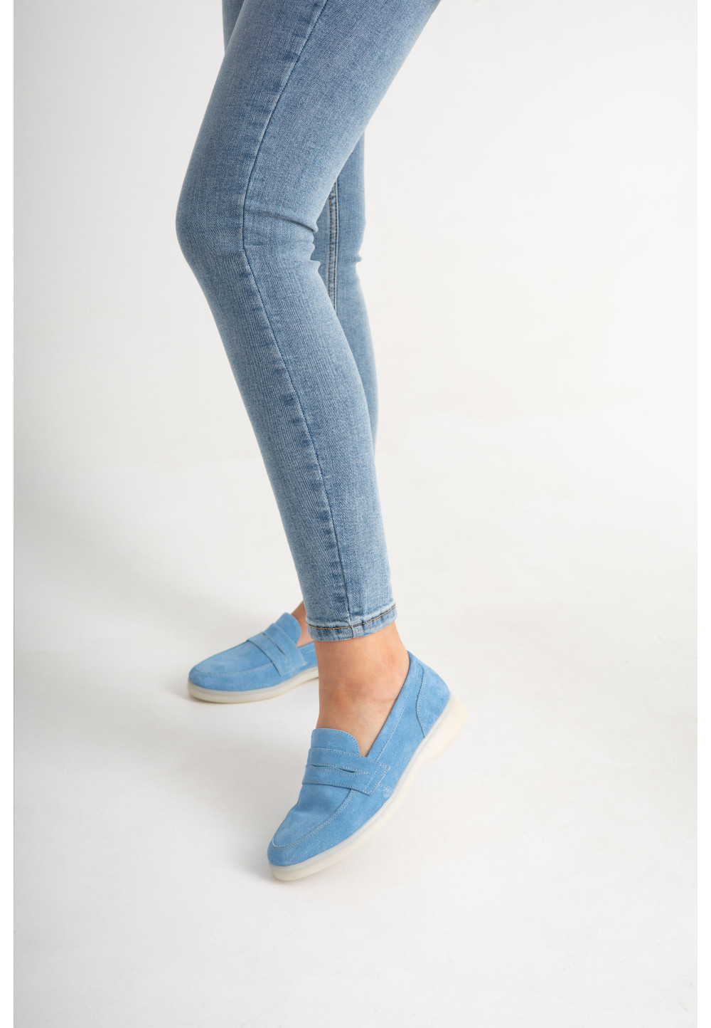 Жіночі замшеві лофери блакитні | 78885 Жіночі замшеві лофери блакитні | 78885