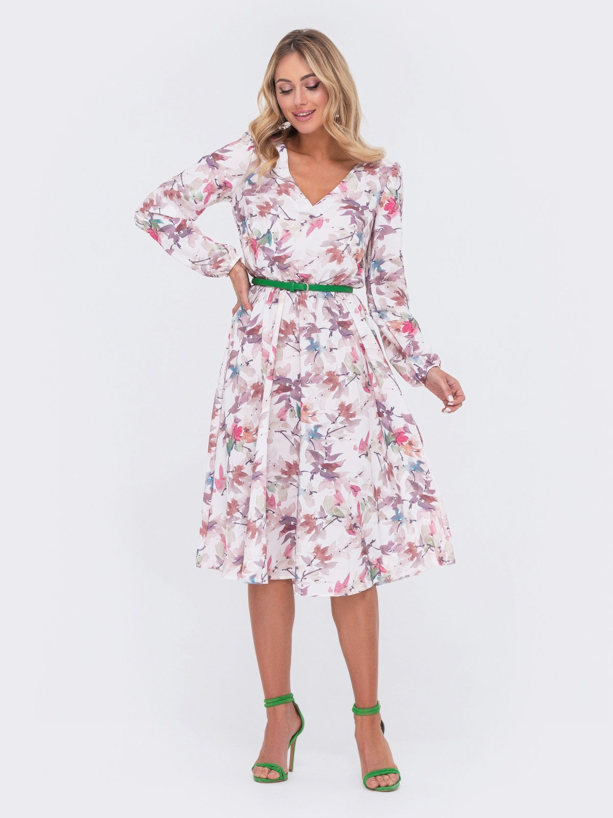 Сукня біла в принт Листя з легкого софту | 78930 Сукня біла в принт Листя з легкого софту | 78930