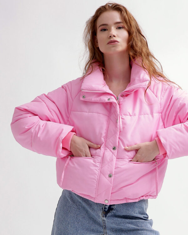 Демісезонна коротка куртка oversize рожева | 78393