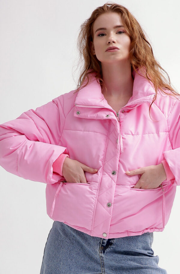 Демісезонна коротка куртка oversize рожева | 78393