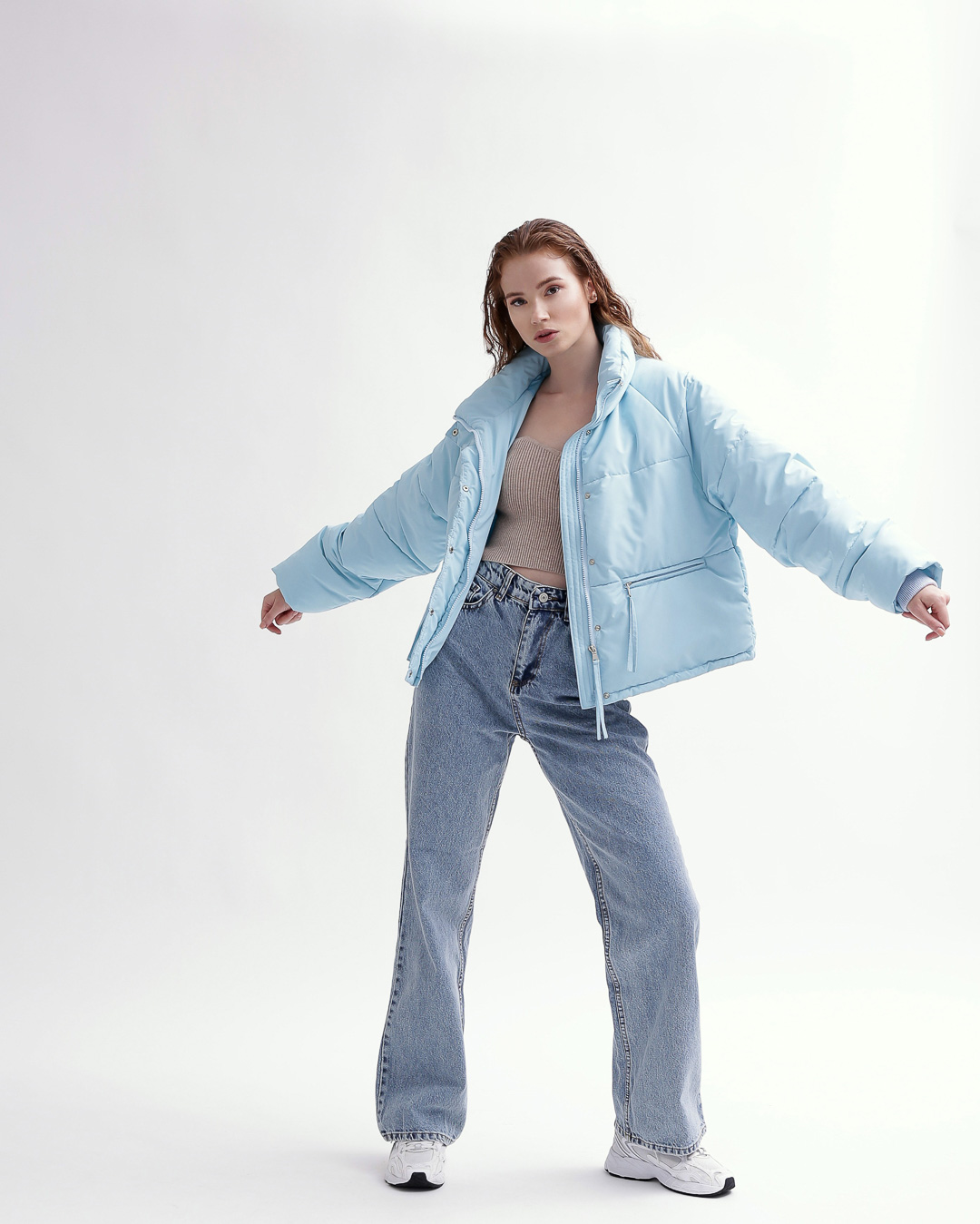 Демісезонна коротка куртка oversize блакитна | 78383