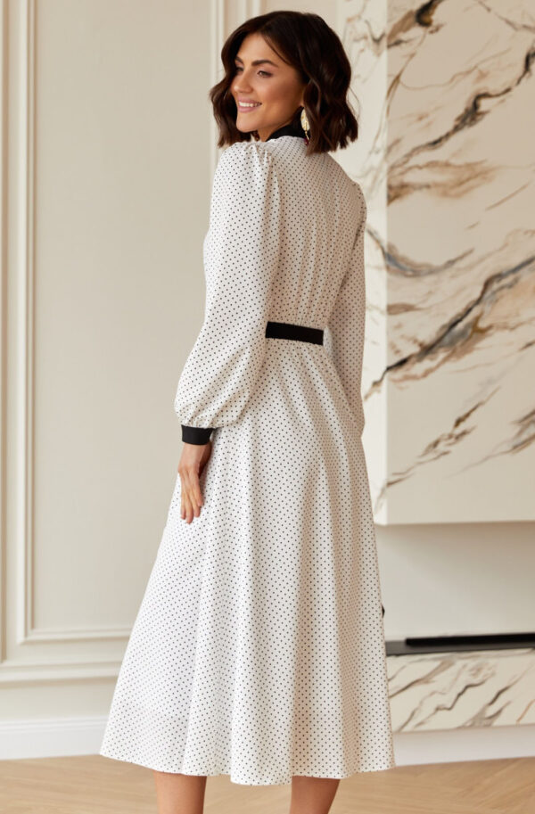 Біла сукня-сорочка в горошок А-силуету | 79619