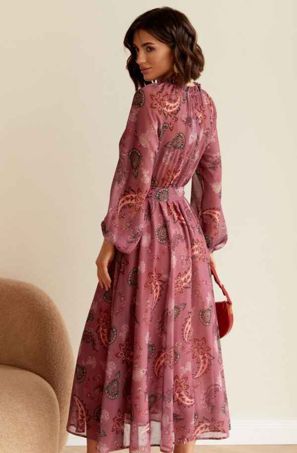 Довга шифонова сукня рожева в принт | 79610