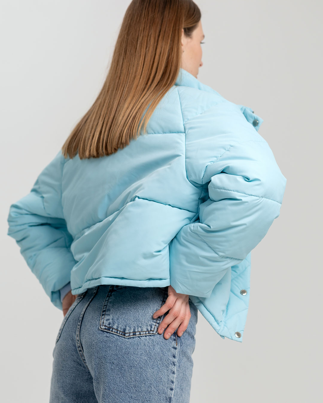 Демісезонна коротка куртка oversize блакитна | 78383