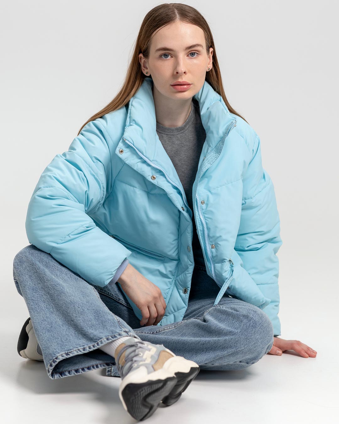 Демісезонна коротка куртка oversize блакитна | 78383