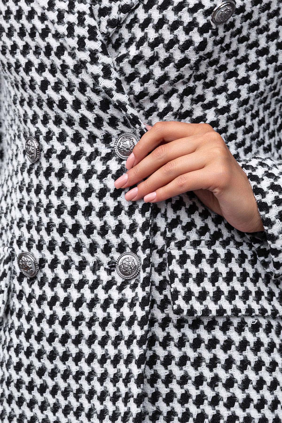 Твідовий двобортний піджак чорно-білий | 78520 Твідовий двобортний піджак чорно-білий | 78520