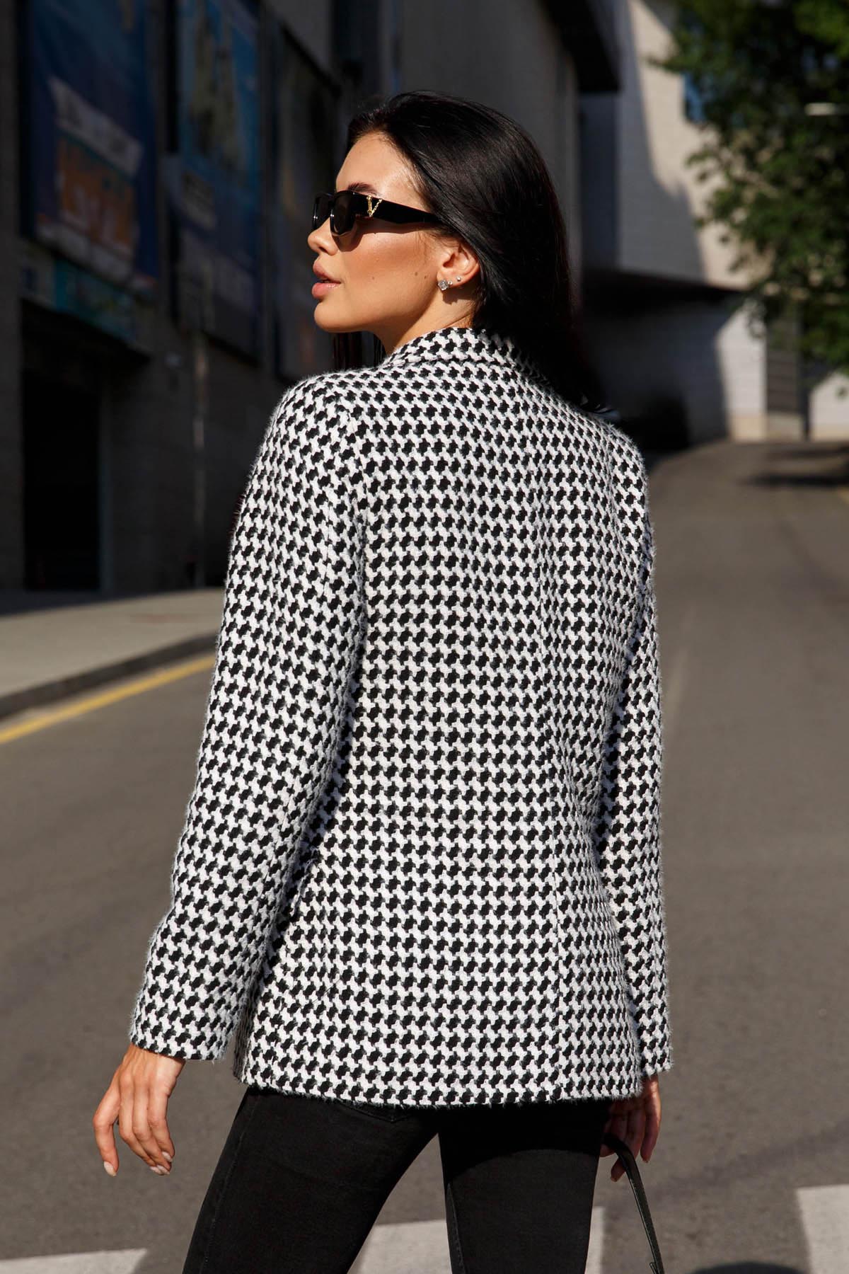 Твідовий двобортний піджак чорно-білий | 78520 Твідовий двобортний піджак чорно-білий | 78520