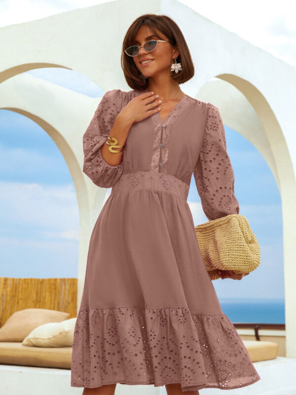 Бавовняна сукня-кльош бежева | 80959