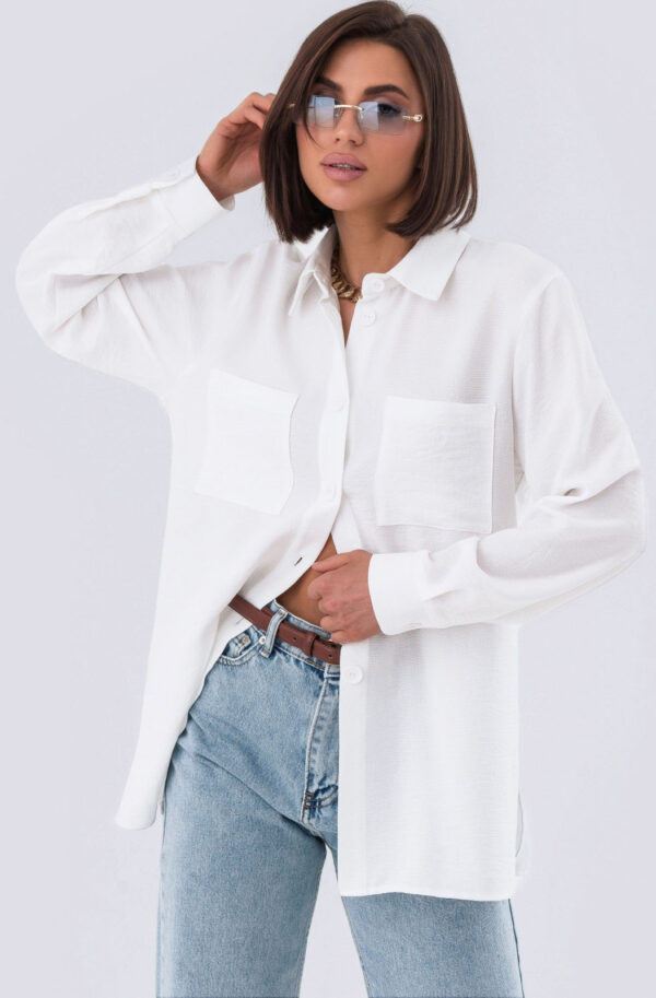 Подовжена сорочка вільного крою біла | 79993