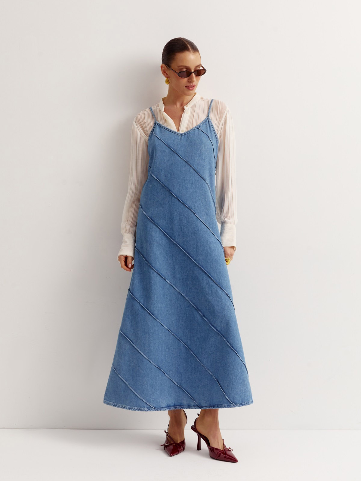 Джинсовий сарафан блакитний максі довжини | 80082 Джинсовий сарафан блакитний максі довжини | 80082