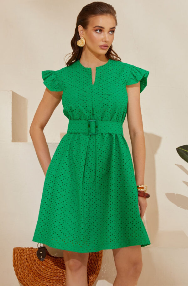 Зелена сукня із прошви середньої довжини | 80657