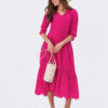 Літня сукня з прошви фуксія вільного крою | 80056 Літня сукня з прошви фуксія вільного крою | 80056