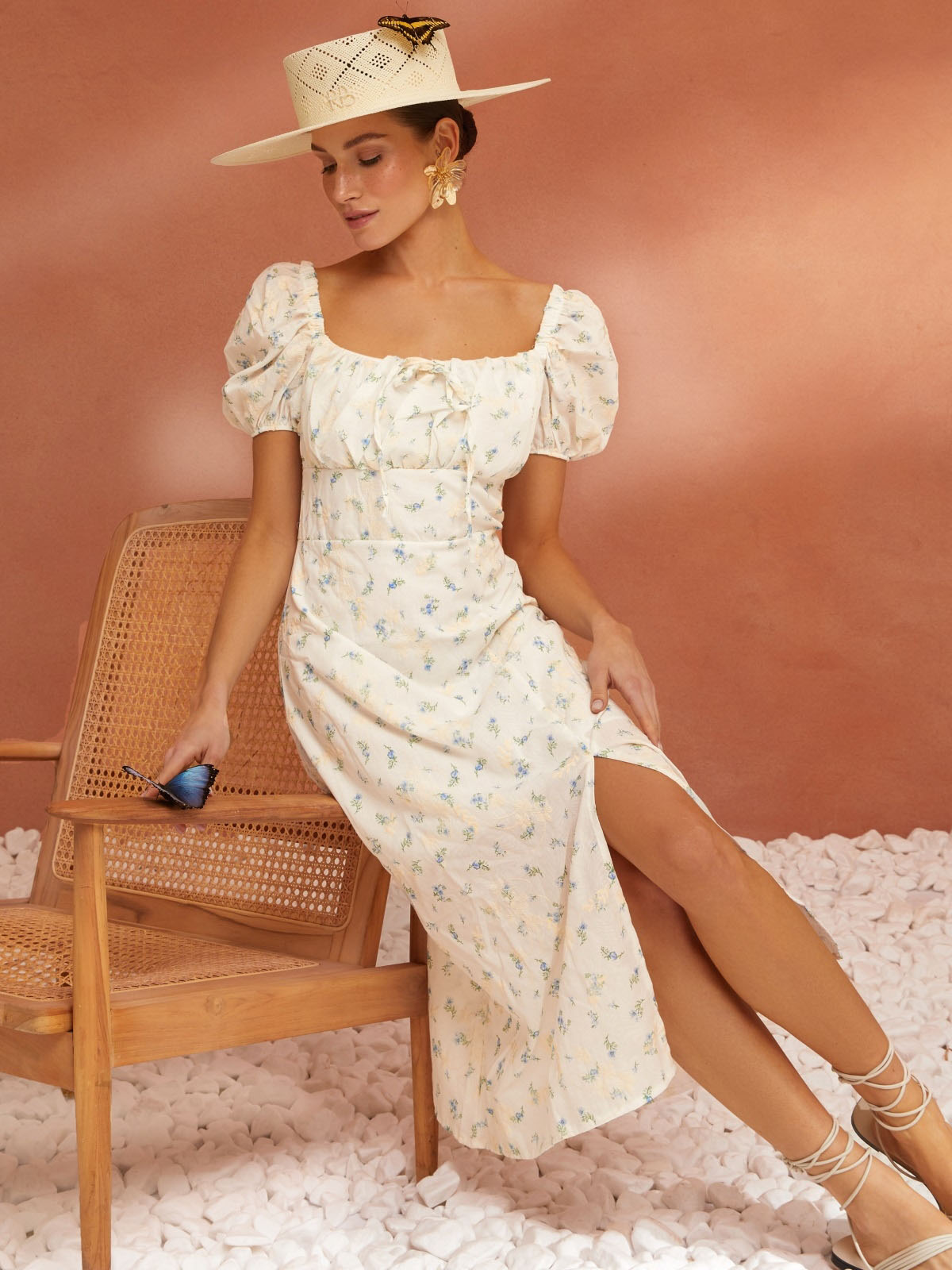 Літня принтована сукня з бавовни біла | 81119 Літня принтована сукня з бавовни біла | 81119