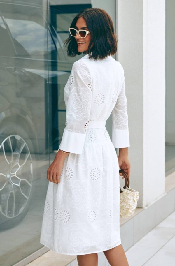 Сукня-сорочка з прошви молочна А-силуету | 81106