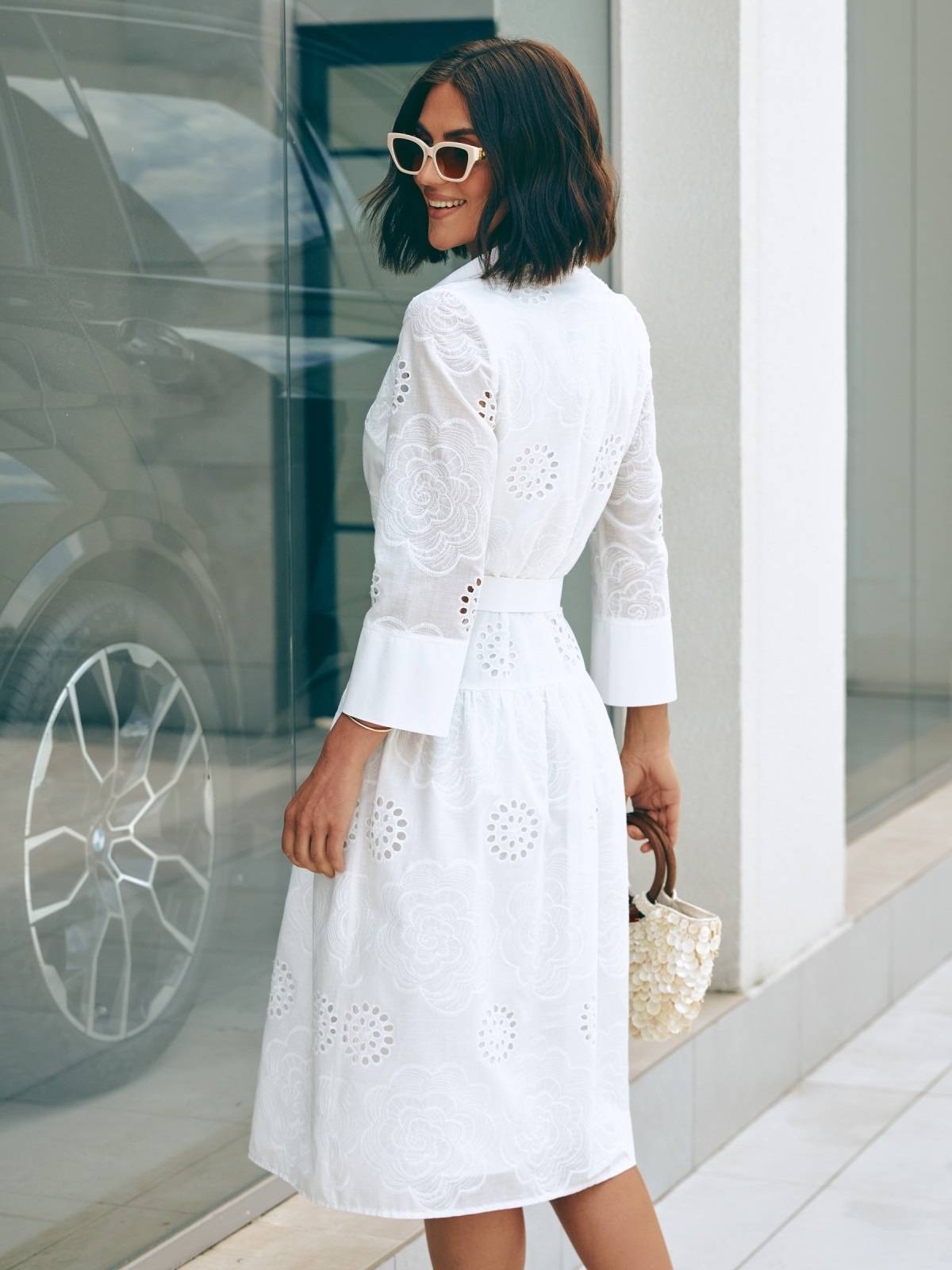 Сукня-сорочка з прошви молочна А-силуету | 81106 Сукня-сорочка з прошви молочна А-силуету | 81106