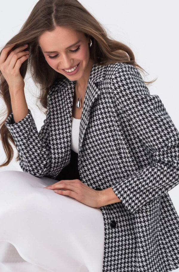 Двобортний піджак чорно-білий в гусячу лапку | 79949